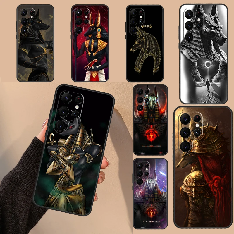 Anubis Ancient Egyptian God Phone Case For Samsung Galaxy S22 S21 S23 Ultra Note 20 S8 S9 S10 Note 10 Plus S20 FE Cover