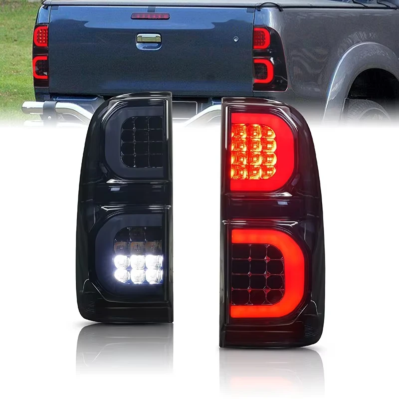 

2PCS LED Tail Light Rear Running Light+Brake+Reverse Lamp+ Amber Turn Signal Taillight Assembly For Hilux Vigo 2005-2015