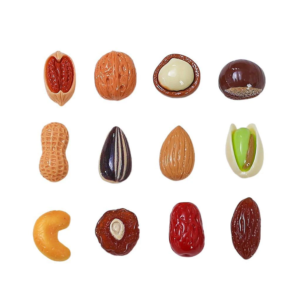 20PCS Mini Peanut Nuts Series Miniature Flat Back Resin Cabochons For Hairpin Scrapbooking DIY Home Decor Craft Accessories