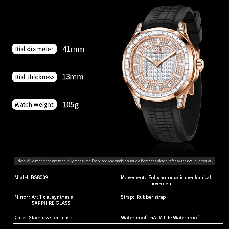 Automatic Mechanical Watch for Men Women BRUBOSES Original 5ATM Waterproof Luxury Business Male Wristwatches Relogio Masculino