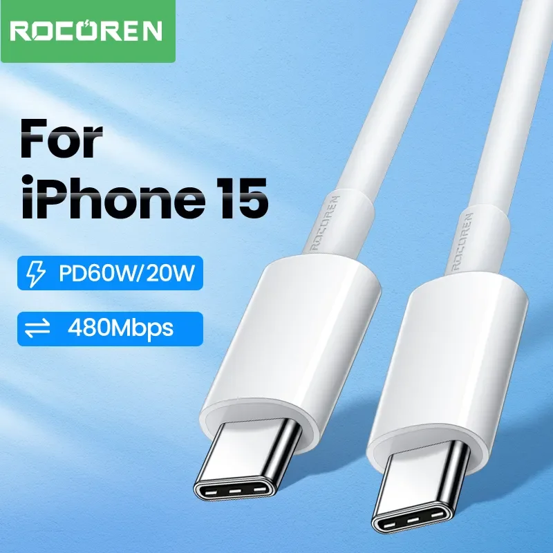 

Rocoren PD 20W USB Type C Cable For iPhone 15 Pro Max USB-C Fast Charging Charger For Macbook Samsung Xiaomi Type-C USBC Cable