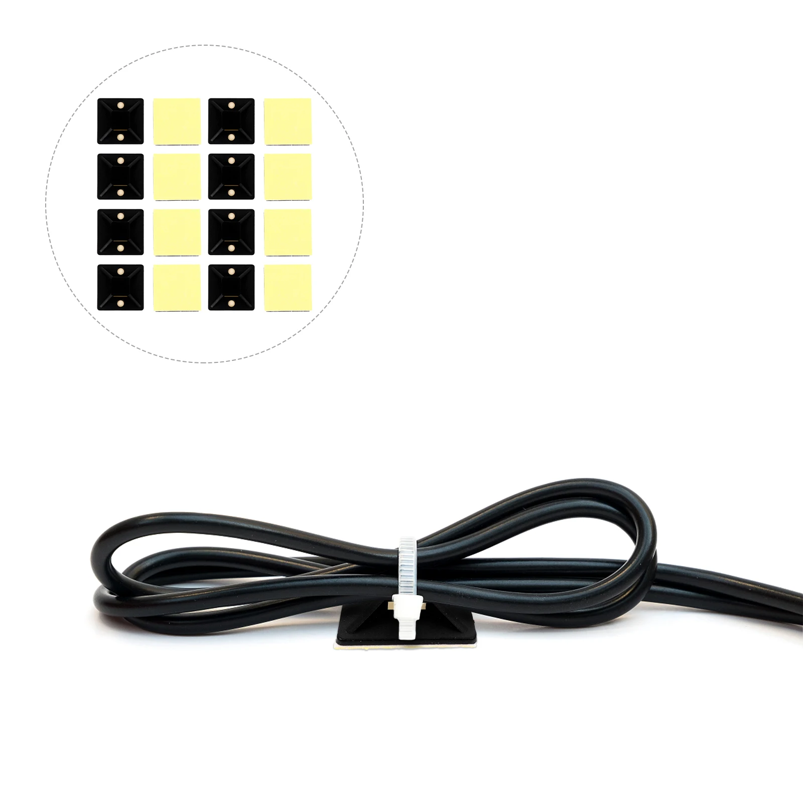 

100pcs Suction Cable Tie Mount Base Adhesive Wire Organizer For Power Cord Festival Lights Black Cable Management
