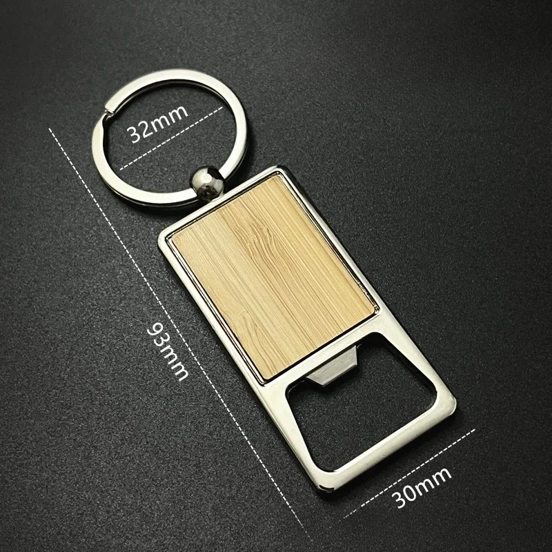 Customizable Logo Bamboo Key Rings Wooden House Beer Bottle Opener Keychains Bags Hanging Decoration Souvenirs Gifts Wholesale