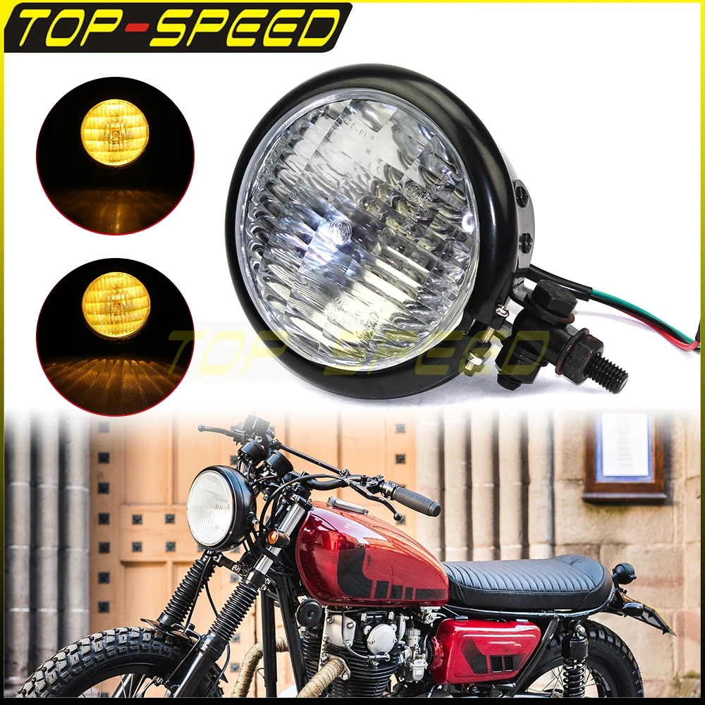 

4.5 inch Headlight Motorcycle H4 Retro Headlamps For Harley Cafe Racer Custom Chopper Sportster Iron 883 Super Low 883 Tri XS650