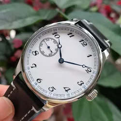 44mm Stainless steel none logo Mechanical Hand Wind Men's watch White enamel dial Sapphire crystal Seagull ST3600 movement