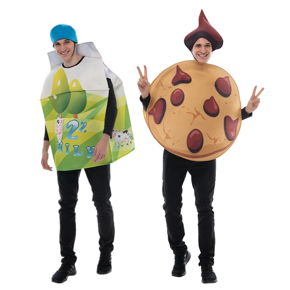 Funny Adult Milk Carton Chocolate Cookies Costume Halloween Men Women Food Cosplay Outfits Carnival Easter Purim Fancy Dress