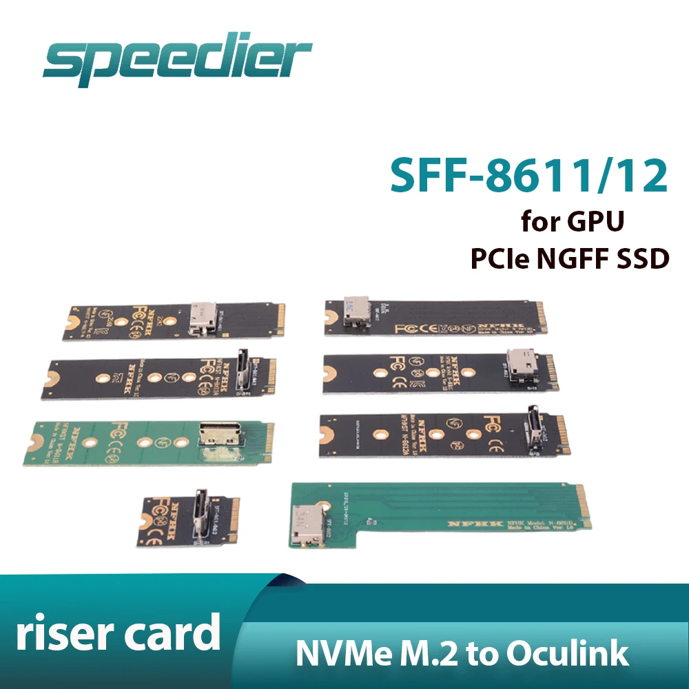 NVMe M.2 Interface To Oculink SFF-8611 SFF-8612 Adapter Card for PCIe 3.0 4.0 M2 NGFF SSD AMD INTEL 11 and Above NVIDIA GPU