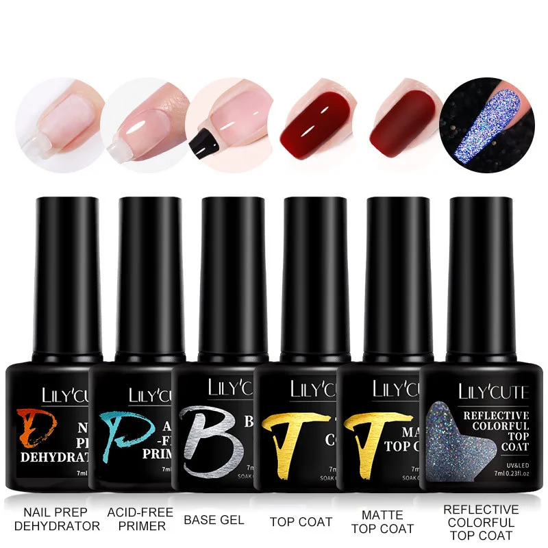 7ML Base Top Coat Gel UV Soak Off Gel UV LED Smalto per unghie Gel funzionale semipermanente Strumenti per manicure per nail art