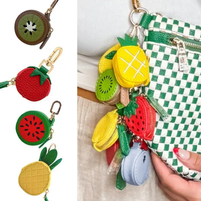 

Portable Mini Fruit Shape Coin Purse Cute Apple Peach Tangerine Coin Bag Zipper Keychain Mini Pouch Wallet Gift For Girl Women