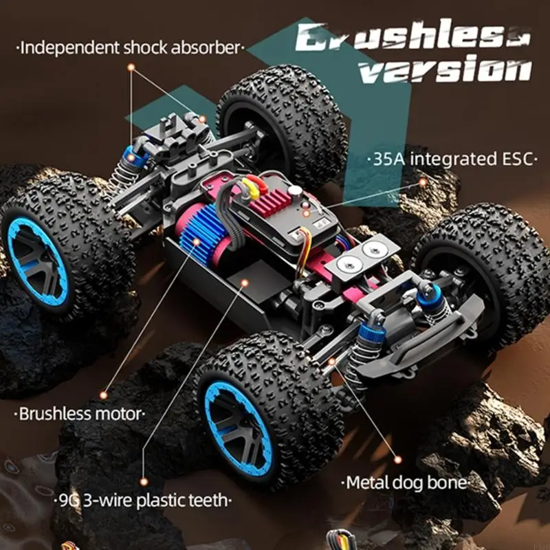 1/20スケール4WDリモートコントロールカーはブラシレスモーターとLEDライトを備えており、高速な地形レーシングP31B