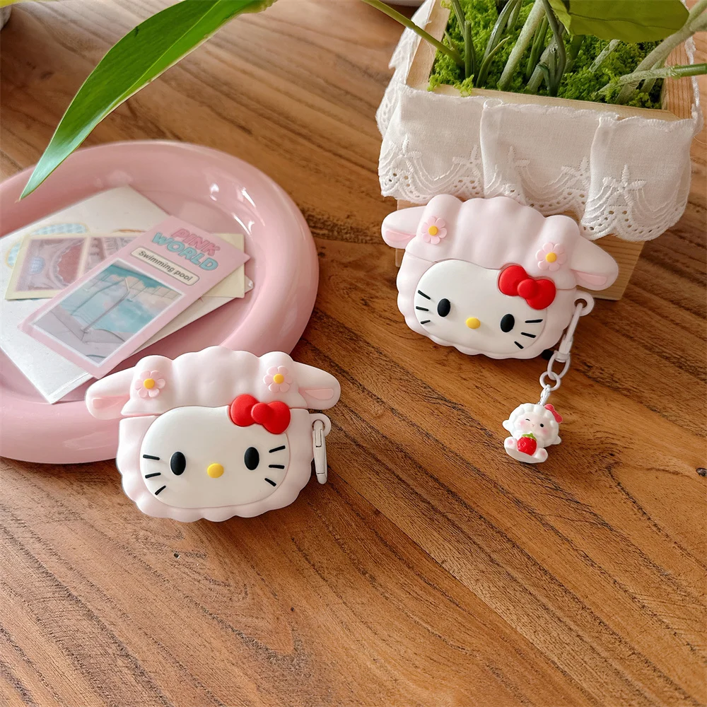 

Cute HelloKitty 3D Earphone case cover for Apple AirPods Pro 3 Pro 2 With charm For AirPods 2 3 4 Headphone Cases shockproof Cov