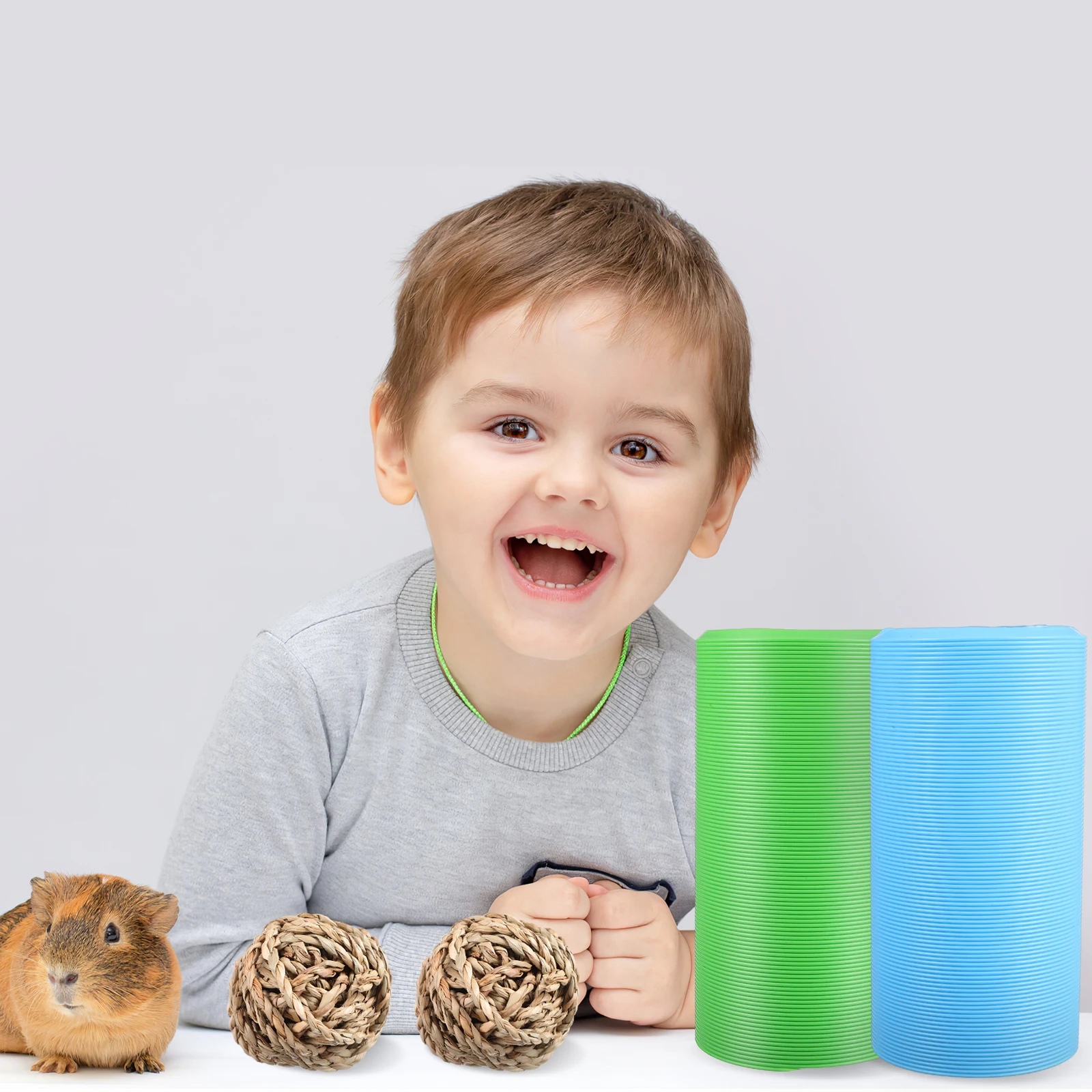 

Hamster Tunnels Hand-Woven Grass Balls Pet Plastic Tube For Cage Fun Hiding Play Training Gerbils Ferret Kit Reusable