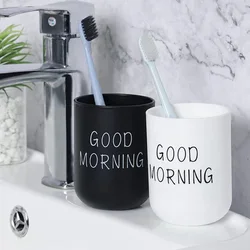 Portable 330ml Travel Washing Mouth Cups Home Bathroom Couple set Good Morning Toothbrush Holder Cup Toiletry Cup Storage Cups