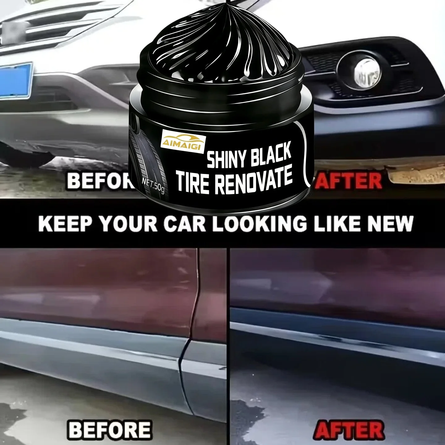 Professional Car Plastic Restorer Polish - Deep Conditioning & Shine Enhancer for Automotive Interior/Exterior Plastic, Anti-Dis