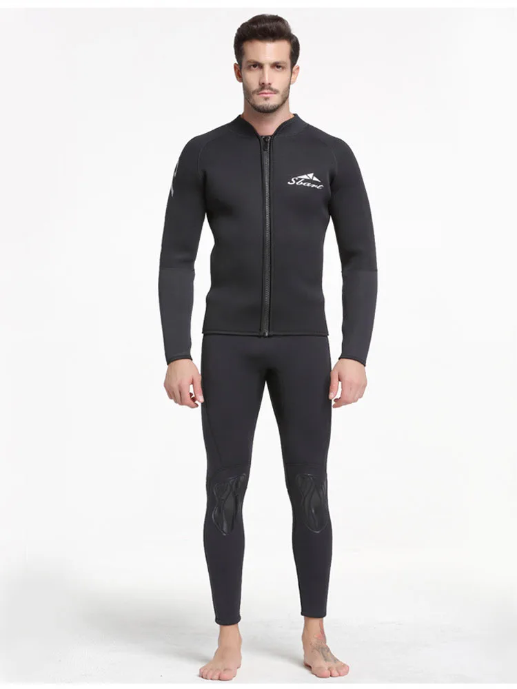 

Men 5mm Neoprene Jacket or Pants Wetsuit Top/Bottom Long Sleeves Front Zipper Wet Suit for Surfing Diving Swimming Snorkeling