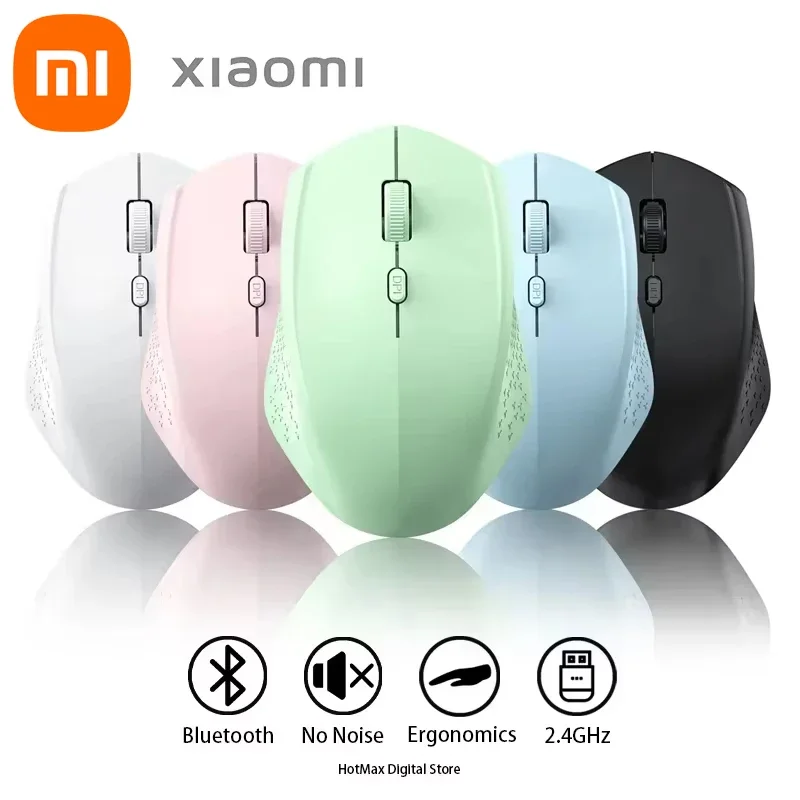 Xiaomi Wireless Mute Mouse Bluetooth 1600 Dpi 2.4Ghz Ergonomics Dual Model Type-C Rechargeable Mini Mouses For Pc Android Ios image 2