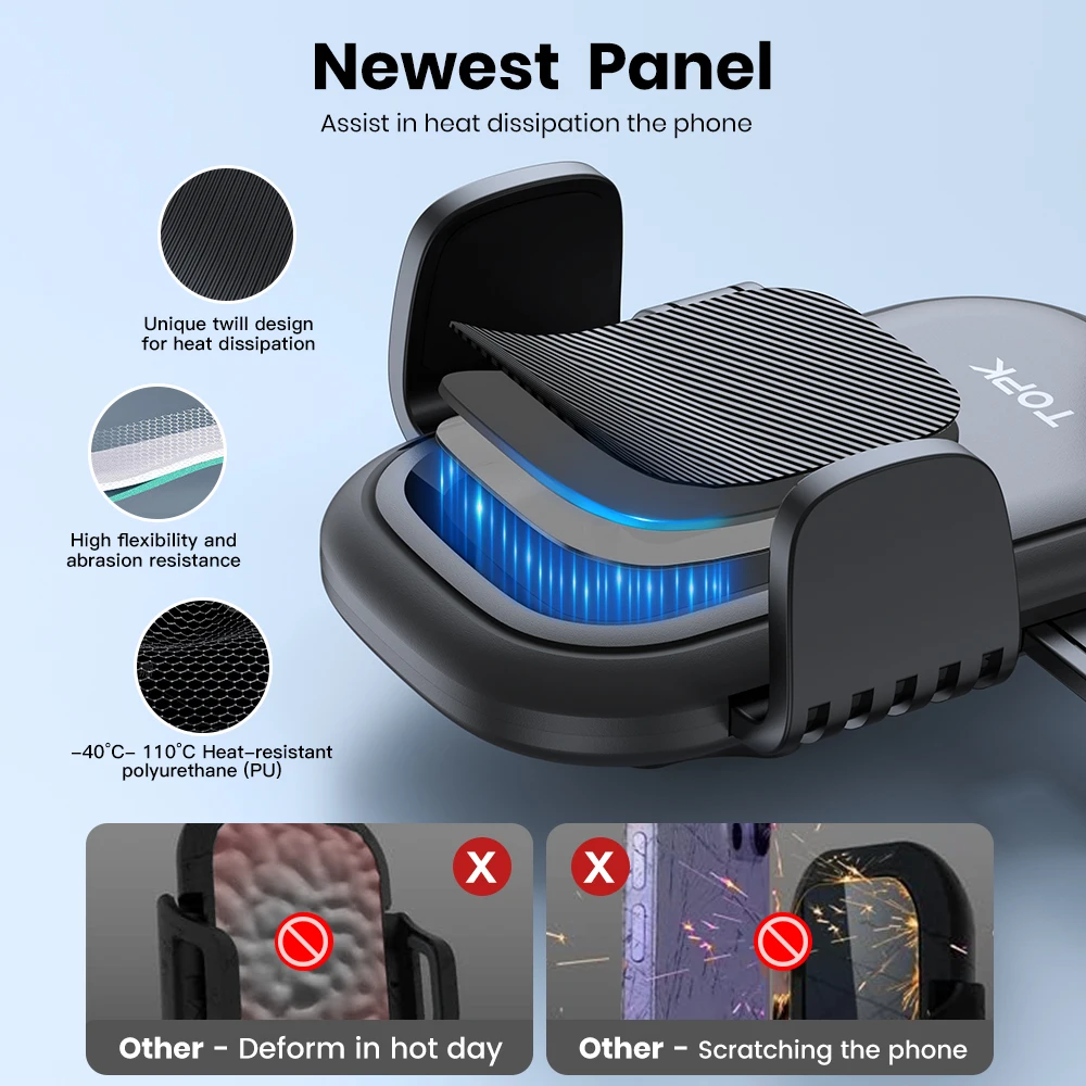 TOPK حامل هاتف السيارة جبل شفط كأس قبضة قوية قابل للتعديل لوحة القيادة/حامل الزجاج الأمامي مناسب لجميع الهواتف الذكية iOS/أندرويد #3