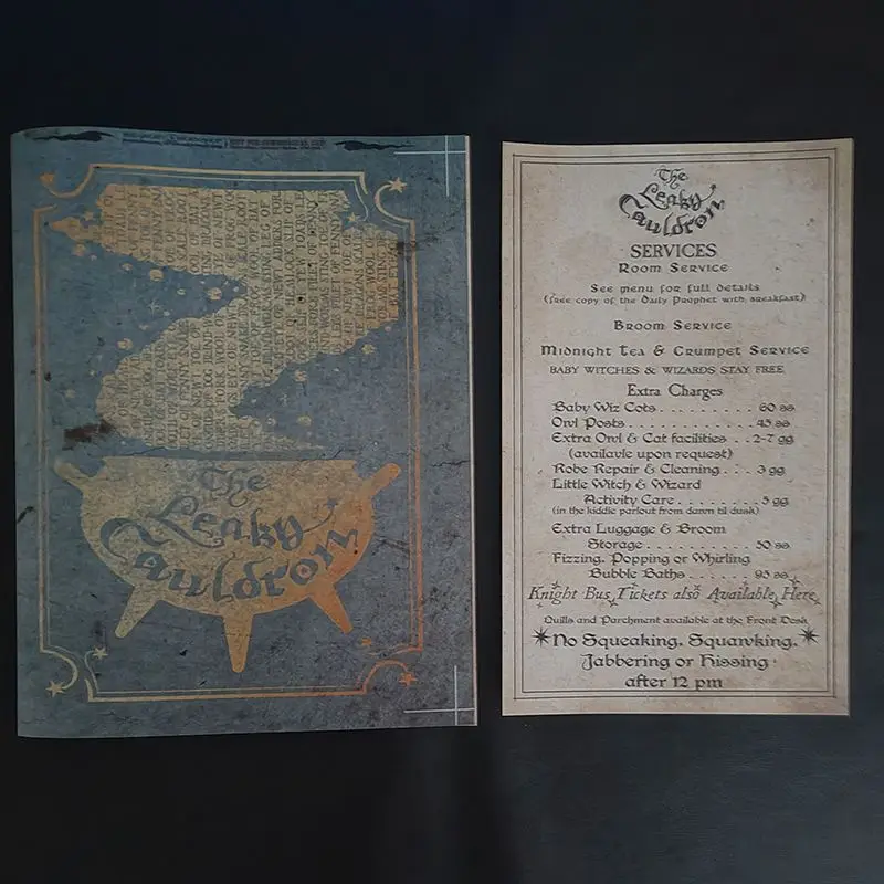 Nuevo Manual periférico Magic Boy, Material, caldero con fugas, menú Diagon Alley Wizard, accesorios de Cosplay