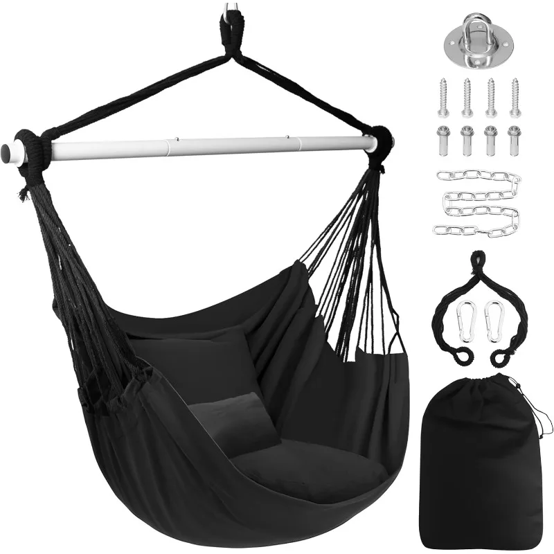 

Hanging Chair Indoor Swing, Max 500 Lbs, 2 Cushions Included, Steel Spreader Bar with Anti-Slip Rings, Indoor/Outdoor Use
