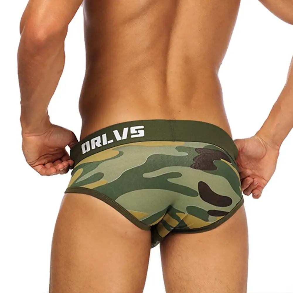 2PCS Camouflage Mens Bikini Briefs Underwear Men Cotton Breathable Panties Shorts Under Wear Underpants for Men