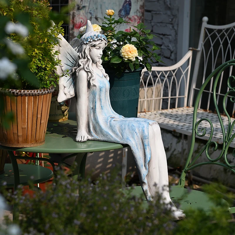 Flower Fairy Butterfly Angel Character Garden Statue Sculpture Landscape Pool Courtyard Terrace Garden Decoration Outdoor Decor