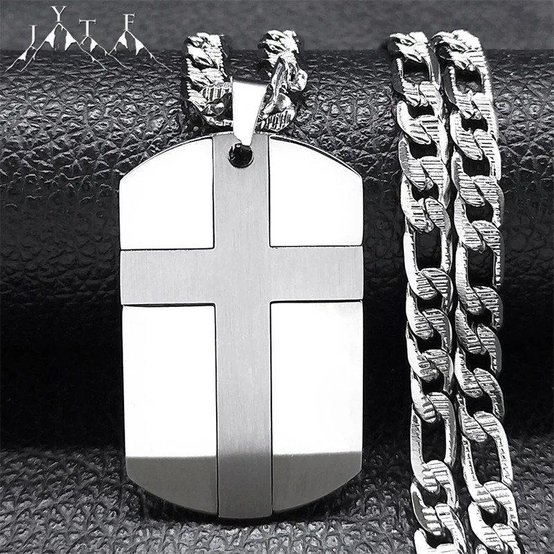 Personalized Bible Cross Dog Tag Men Necklace Stainless Steel Christian Bible Prayer Necklaces Jewelry Boyfriend Gifts N7420S05