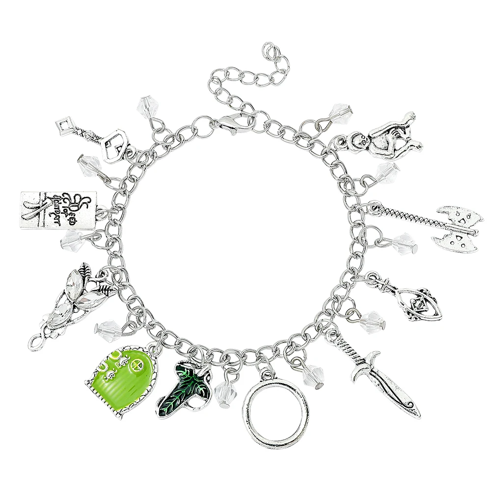 Movie The Fairy Charm Bracelets Elven Leaf Arwen Evenstar Pendant Sword Green Door Locket Star Bracelet Fashion Jewelry