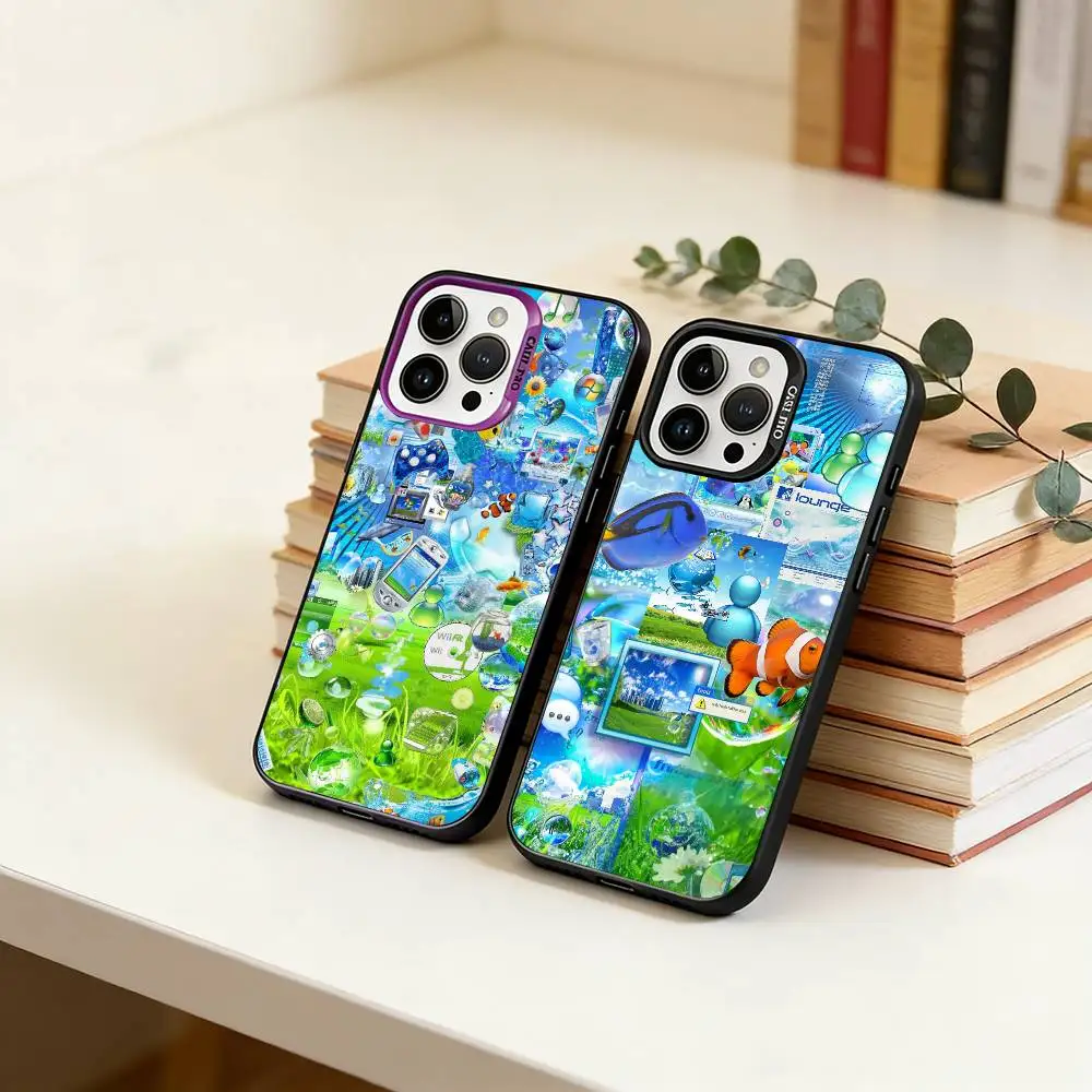 

Y2K Frutiger Aero Phone Case For iPhone 17,16,15,14,13,12,11 Plus,Pro Max,XS,Colorful Silver Phone case Funda Cover