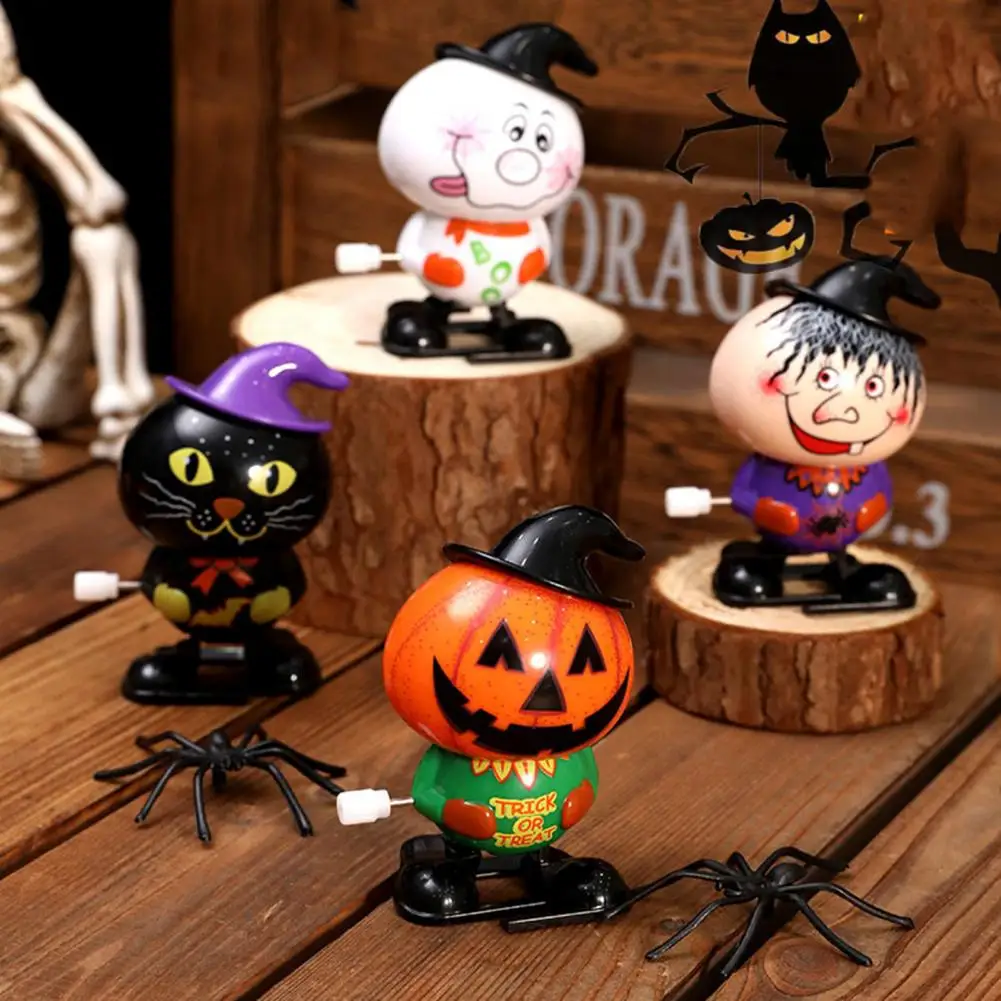 Brinquedo de corda de gato preto assustador halloween brinquedo de abóbora de corda para crianças dos desenhos animados bruxa boneco de neve gato preto andando brinquedos para meninos