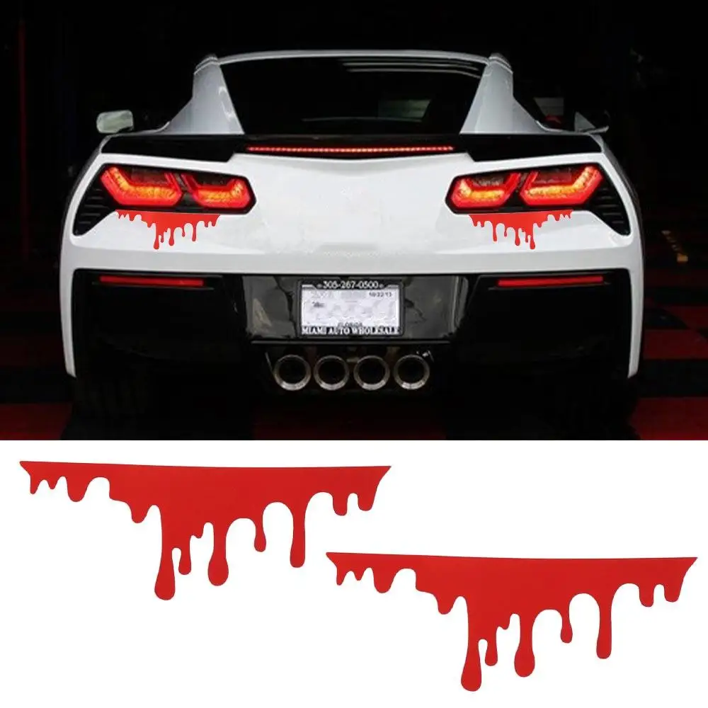 Auto Red Blood Drips Stickers Halloween Theme Styling Decorative Glass Car Headlight Sticker Waterproof Bumper 14cm*5cm