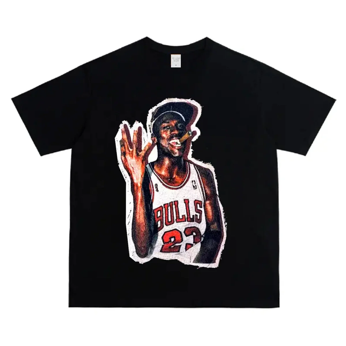 Men's Short-sleeved Cotton T-shirt Trendy Loose Fit Summer Distressed Vintage Style Fashion Trend Streetwear Unisex Harajuku