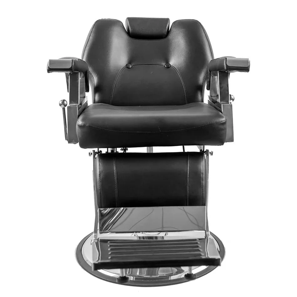 

Black Leather Aluminum Alloy Hydraulic Tilt Hairdressing Chair Professional Salon Barber Chairs with Footrest