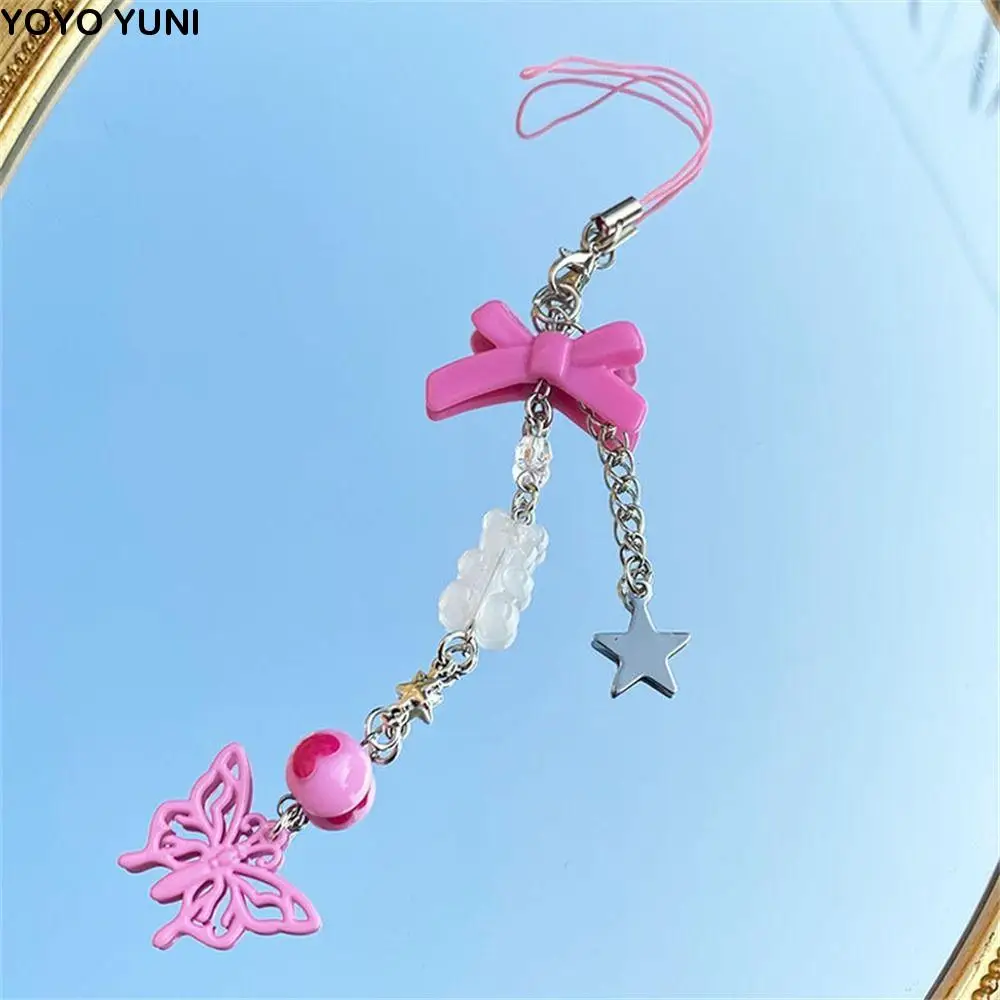 

Phone Accessories Bag Charms Y2k Cool Girl Beaded Chain Cool Girl Pink Chain Cellphone Strap Phone Pendant Star Phone Charms