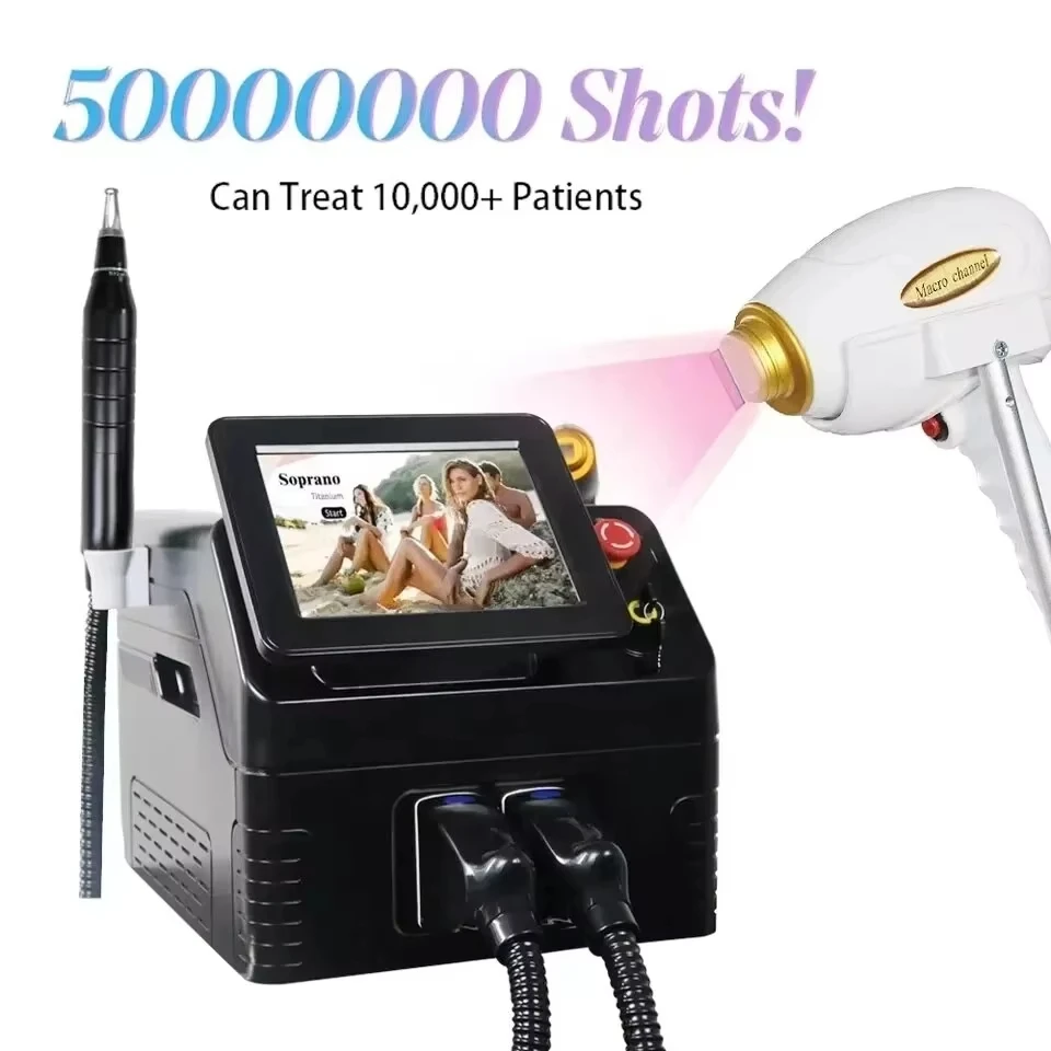 Remoção portátil da tatuagem do laser do picosegundo e remoção do cabelo, laser permanente, interruptor Q, 2 em 1, 4000W, 808 diodo,