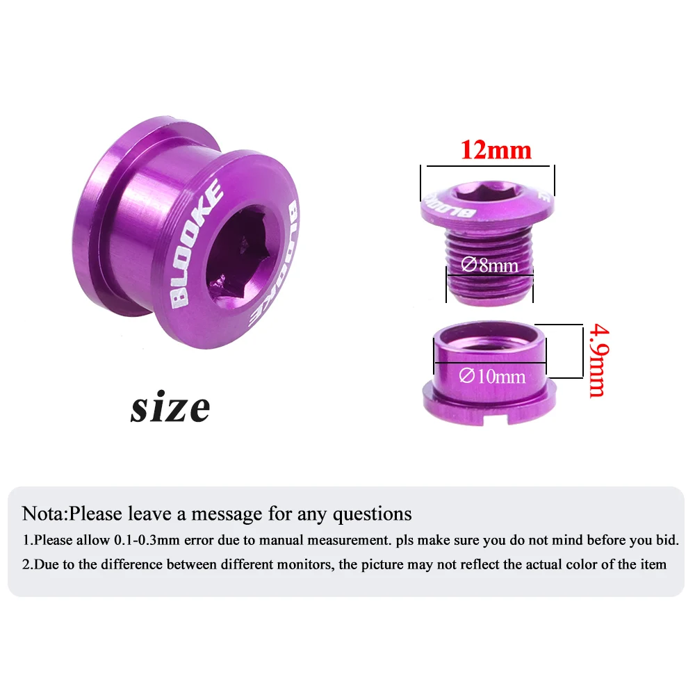 BLOOKE-MTB Road Bike Chainring Screw Single Speed Aluminum Alloy Crankset Cover for Shimano Sram Chainwheel Crank Bolt Cap Parts