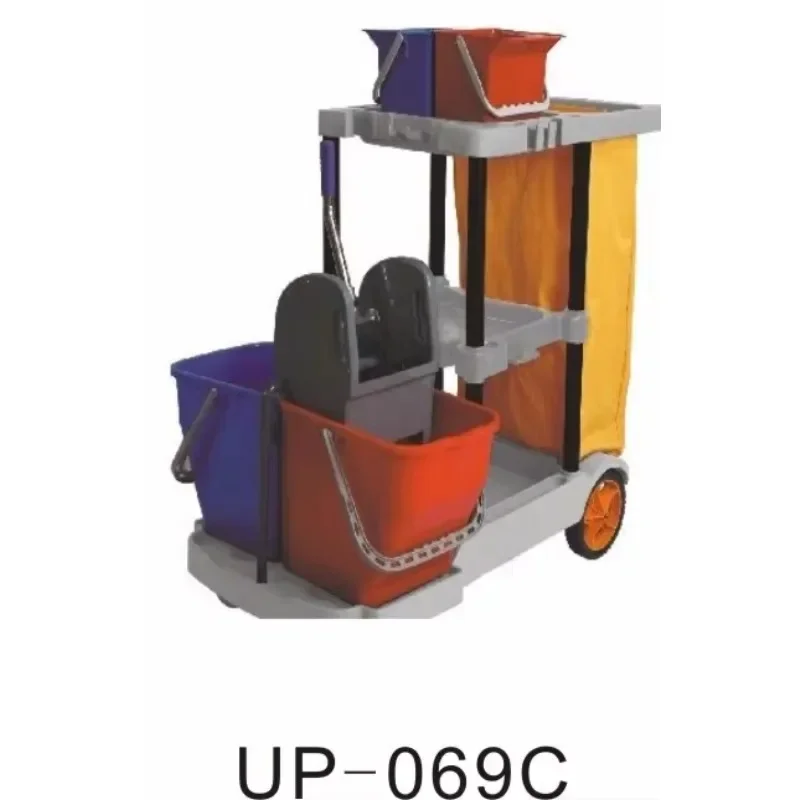 UP069C grey multi-purpose trolley black cleaning cart