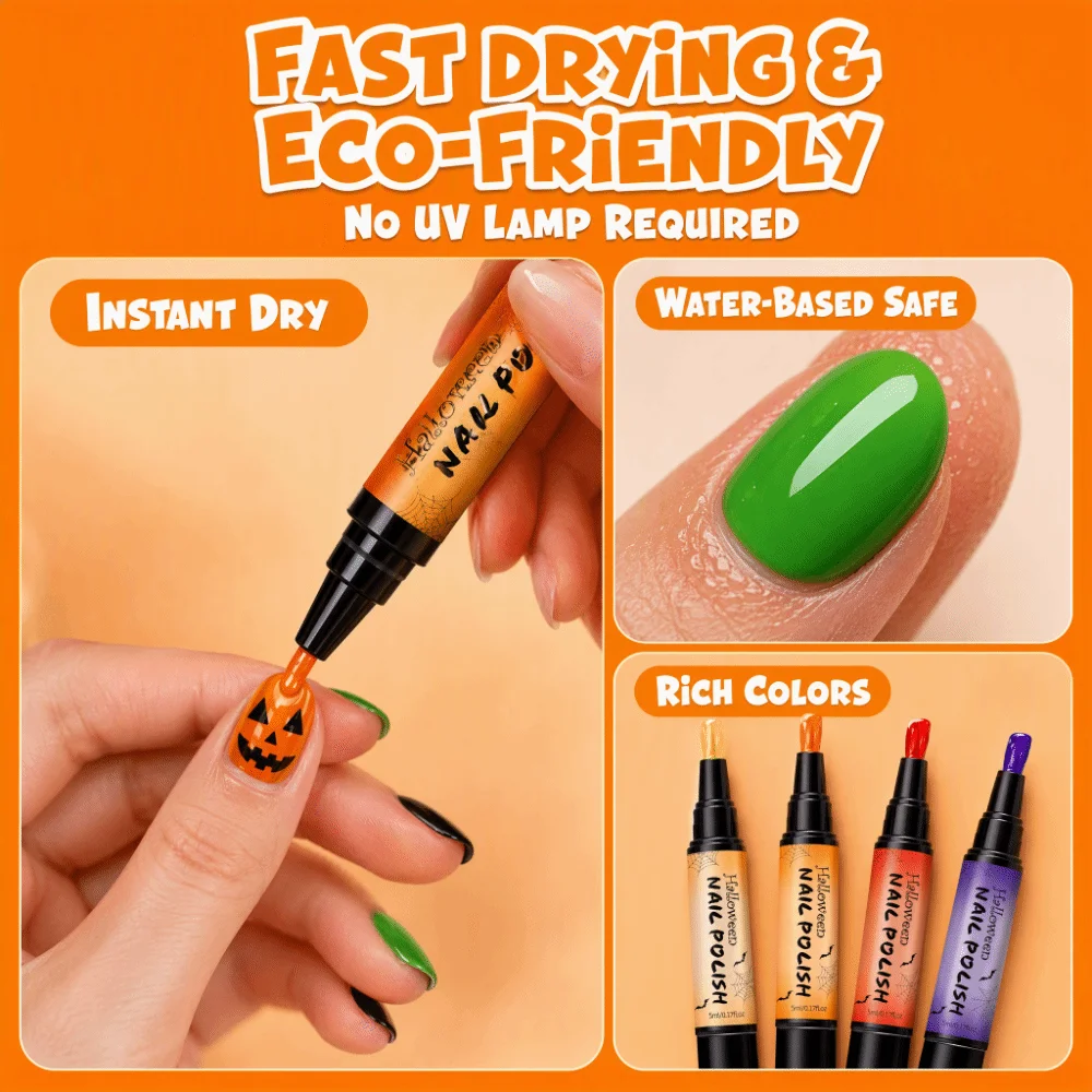 Quick Drying Nail Polish Pens High Saturated Peel Off Water Nail Polish Solid Color Baking Free Baking Nail Polish Cosplay