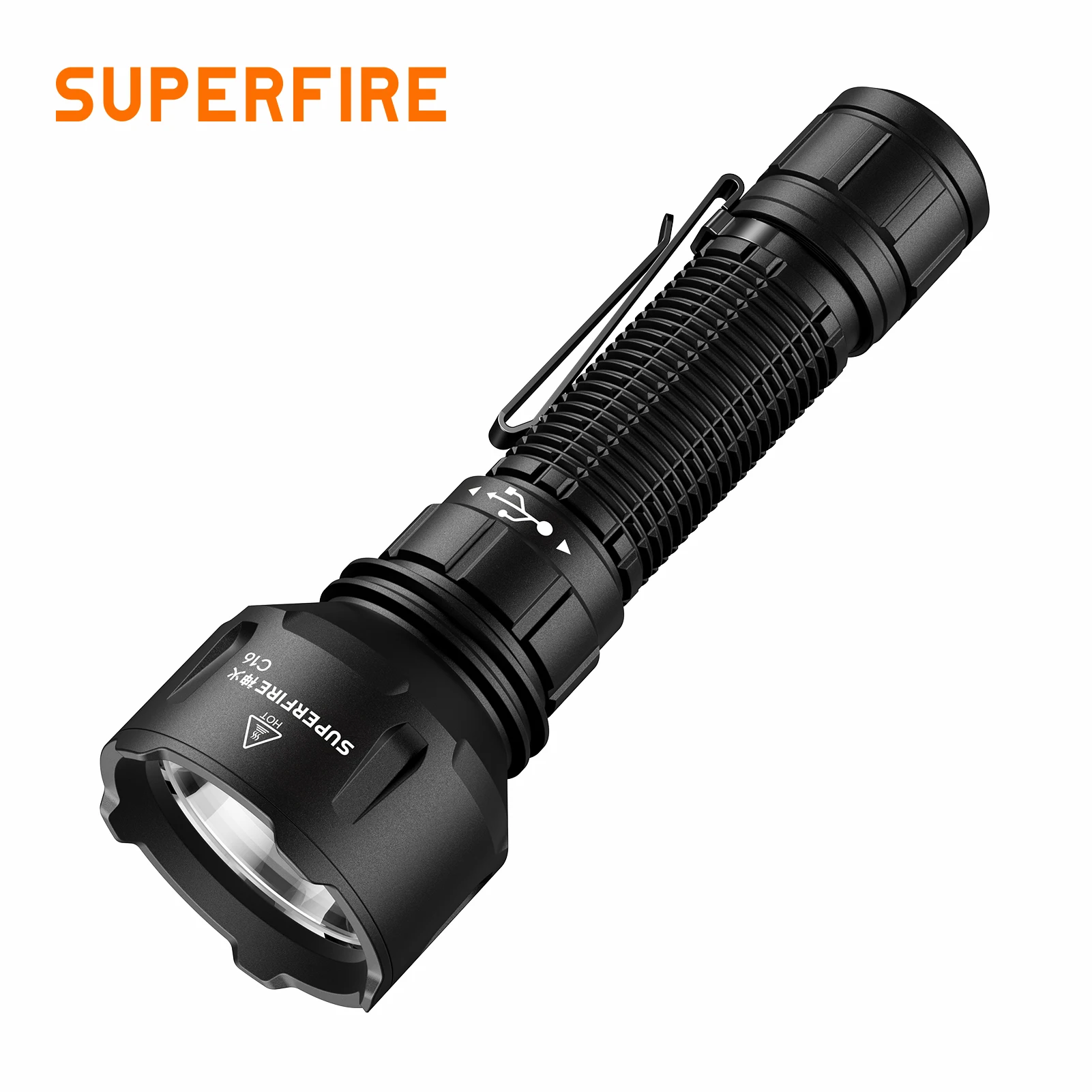 

SUPERFIRE C16 Rechargeable led flashlight 40W high power Torch 500M Long Range With Battery Outdoor Waterproof Camping Lantern