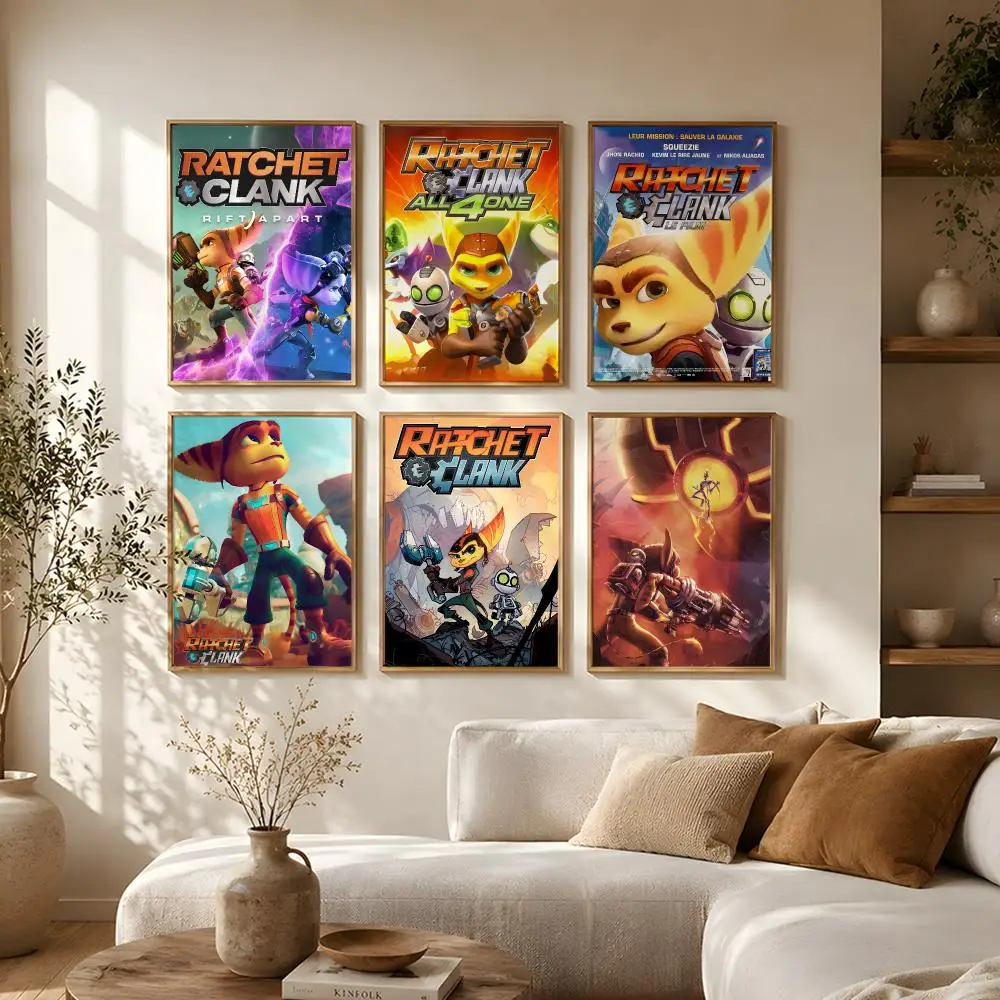 Ratchet & Clank Poster Self-Adhesive HD Mural Wall Decals, Living Room Bedroom Home Decor Gift