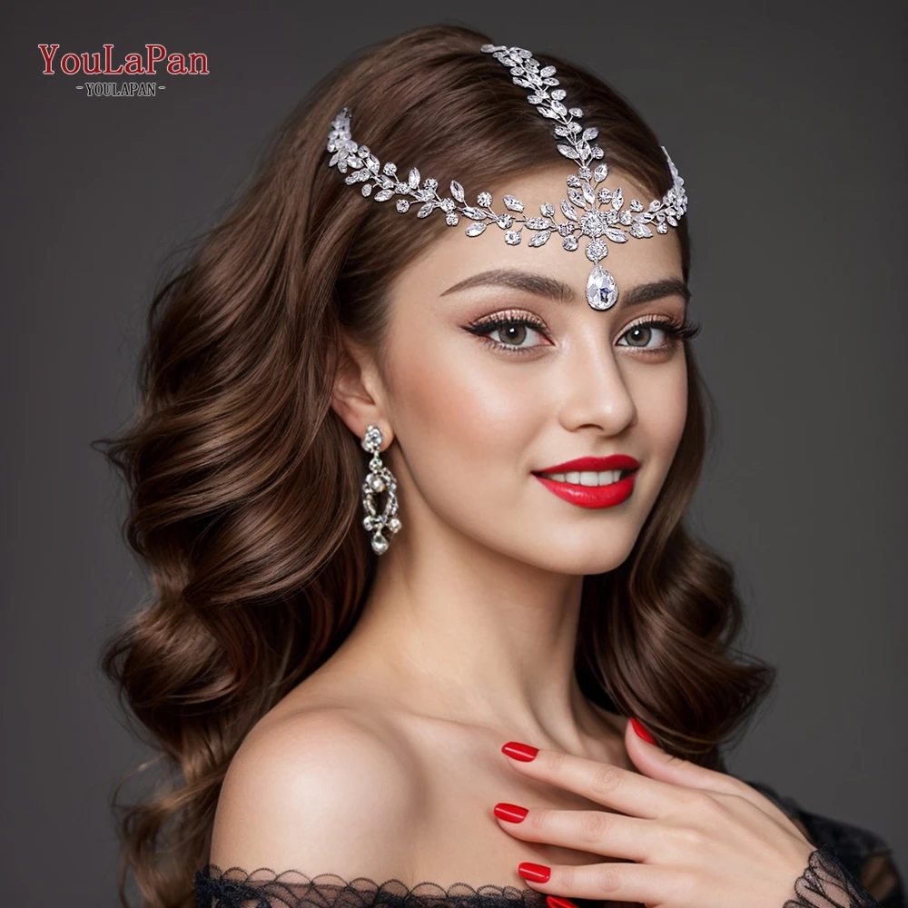 YouLaPan Fashion Bridal Headband Rhinestone Headpiece Bride Forehead Head Chain Wedding Hair Accessories Woman Headdress HP541