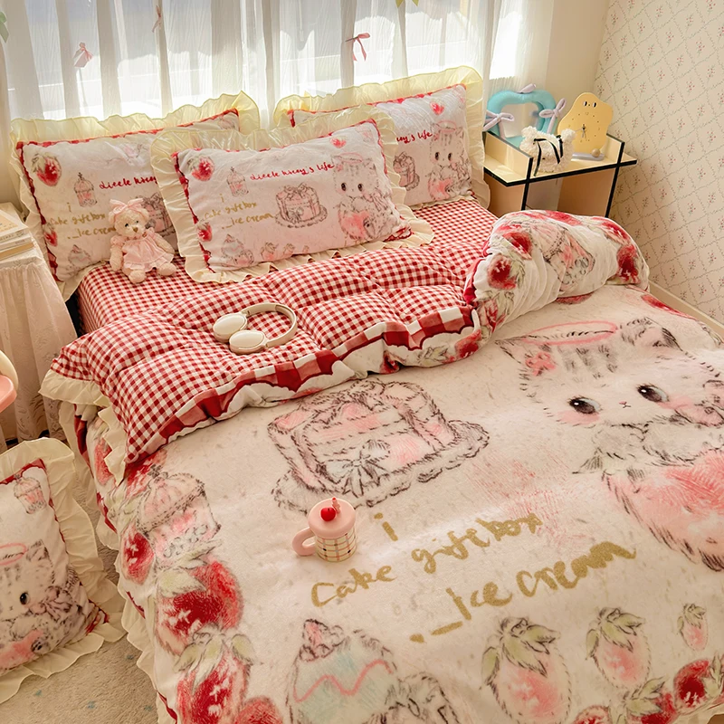 Cartoon Duvets Cover Winter Velvet Quilt Cover Skin-friendly Blanket Covers Adults Kids Room Bedding 이불커버 (No Pillowcase)