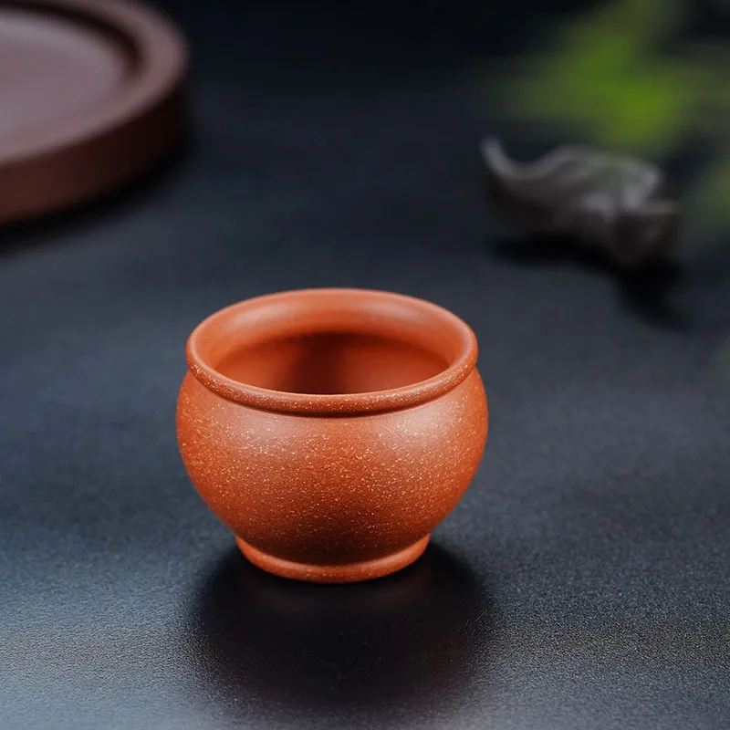 4Pcs 110ml Yixing Zisha Teacups Handmade Purple Clay Tea Cups Raw Ore Hongpo Mud Kung Fu Tea Set Drinkware for Puer Oolong
