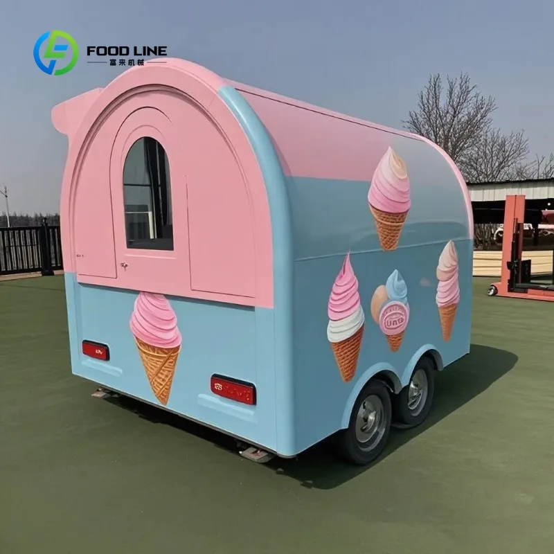 Customized Street Mobile IceCream Cart Fast Food Trailer Coffee Van Beer Bar Food Stand Truck for Sale Hot Selling