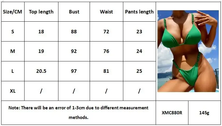Solido Verde Costumi Da Bagno 2023 Donne Catena di Perline Due Pezzi Bikini Della Bretella Estate Brasiliana Perizoma Spiaggia Costume Da Bagno Monokini XMC880R