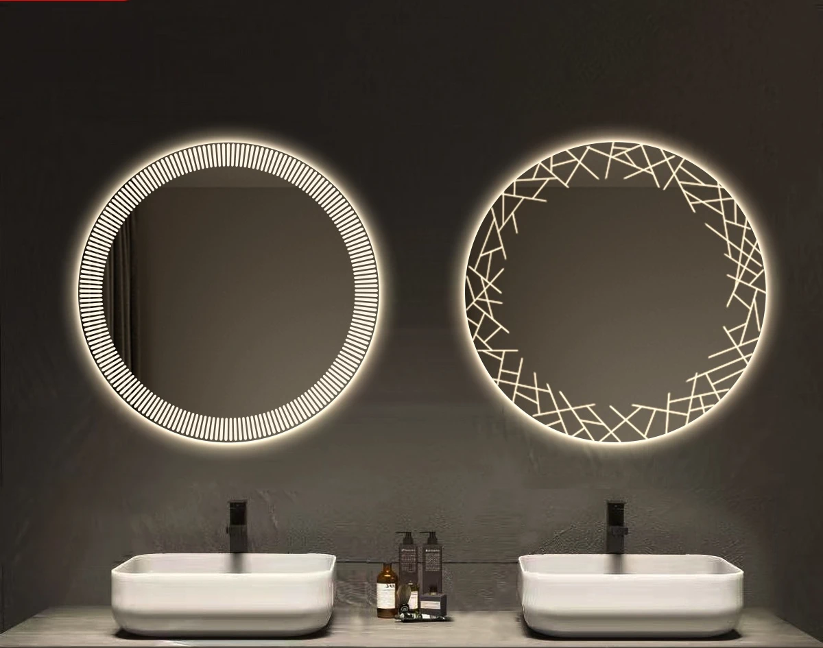 round Smart Bathroom Mirror Bathroom  Intelligent Voice