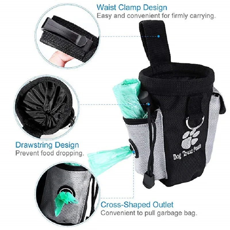 Portable Dog Treat Bag Outdoor Dog Treat Pouch for Training Feeding Bag Large Capacity Pet Trainer Waist Bag Dog Supplies