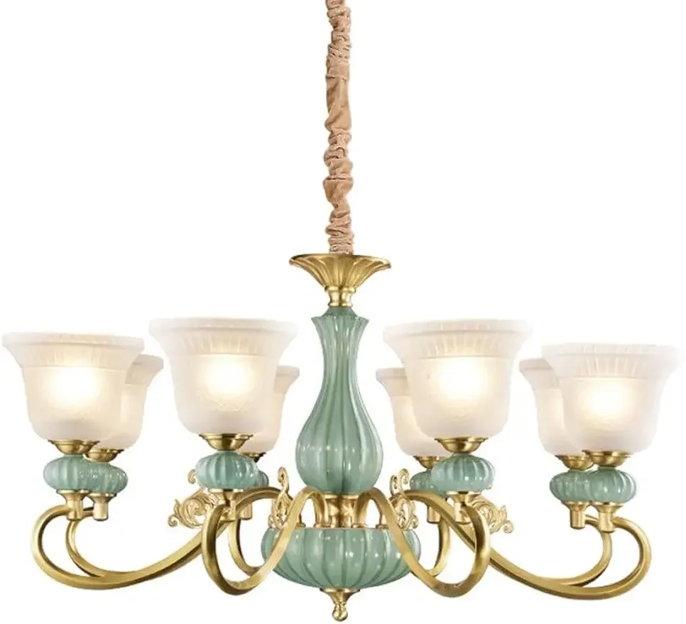 LIUZH European Style Living Room Dining Room Bedroom Villa Hotel Shopping Mall Retro E27 Ceramic Chandelier Lamp