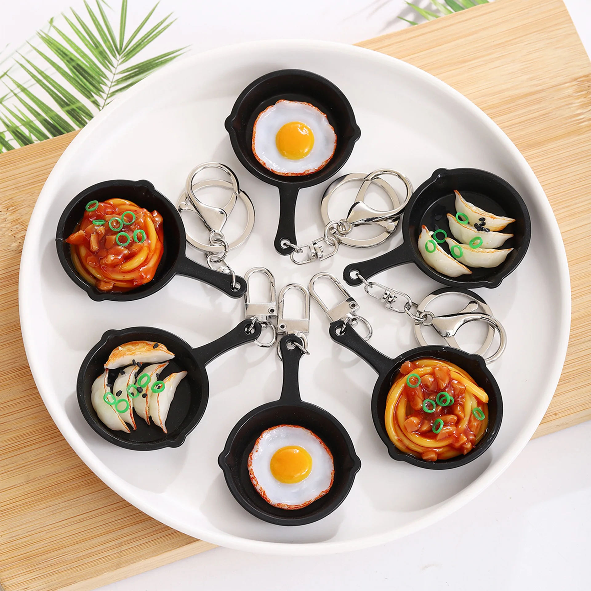 Popular Mini Flat Bottomed Pot Pendant,Girl's Heartfelt Noodles,Dumplings, Keychains, Bags, Accessories, Small Gifts, Simulation