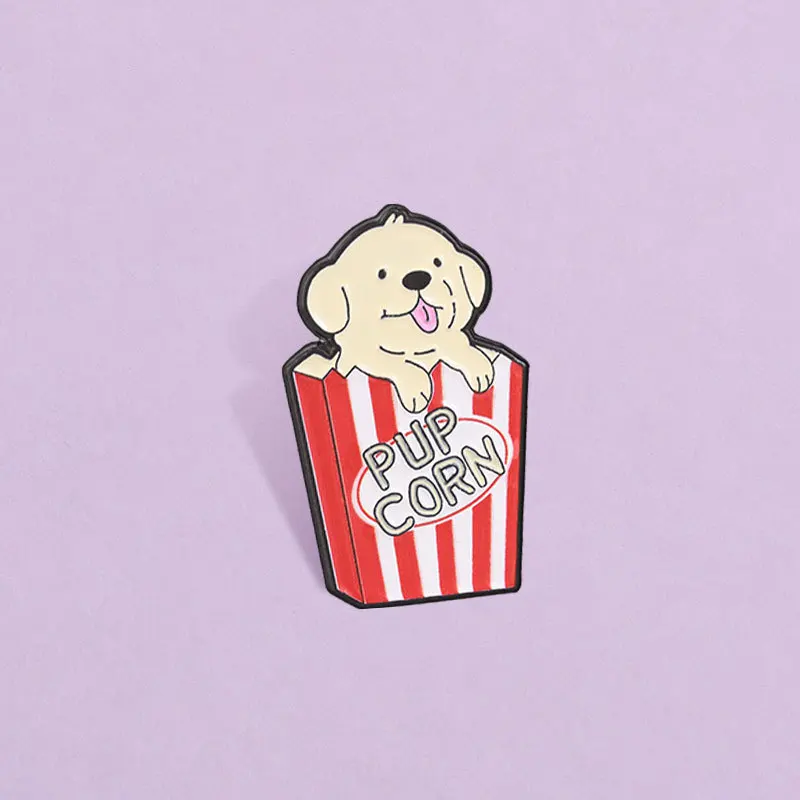 New Creative Cartoon Pup Corn Alloy Brooch Funny Casual Badge Gifts Pins for DIY Bag Shoes Hat Scarf T-shirt Jeans Decoration