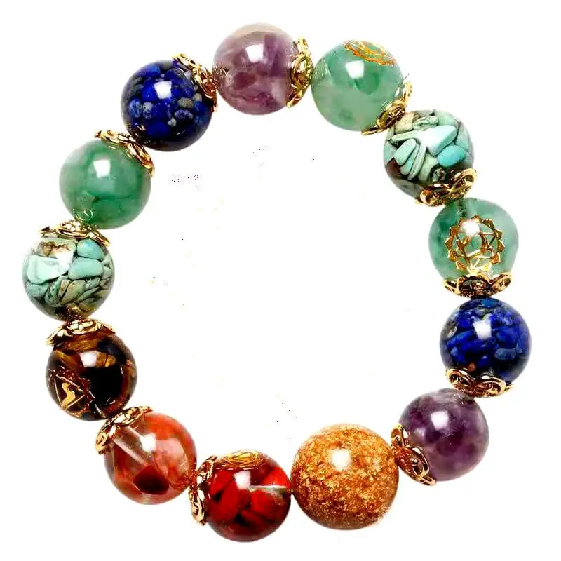 UMQ Natural Crystal Glue Bracelet Ornament Amethyst Lapis Turquoise Agate Energy Lucky Bracelet